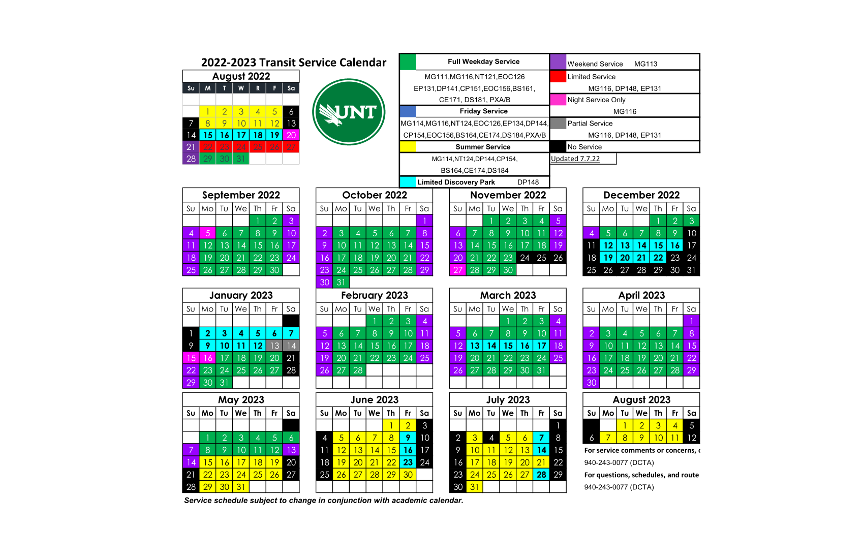 unt tour schedule